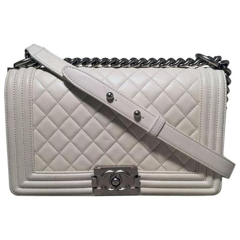 chanel boy white leather bag|Chanel boyfriend bag.